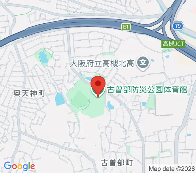 古曽部防災公園体育館の地図