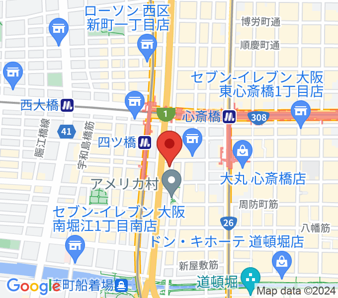 ミュージックランドKEY心斎橋店の場所
