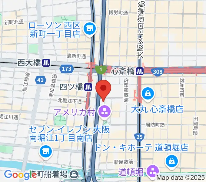 ミュージックランドKEY心斎橋店の地図