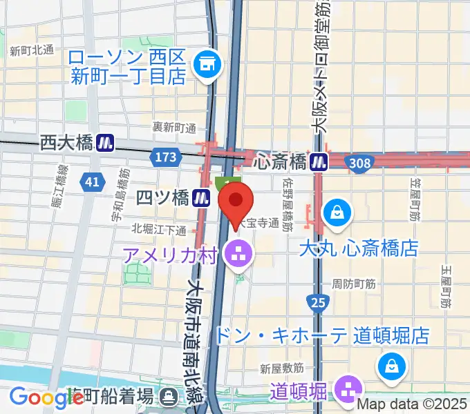 ミュージックランドKEY心斎橋店の地図