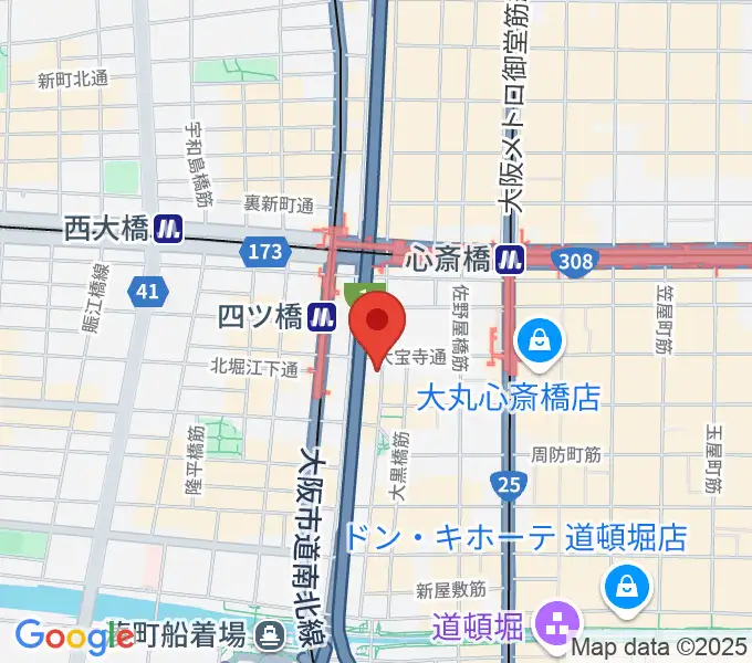 ミュージックランドKEY心斎橋店の地図