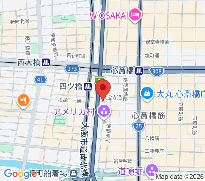 ミュージックランドKEY心斎橋店の地図