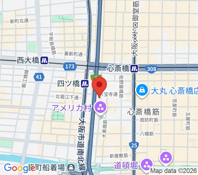 ミュージックランドKEY心斎橋店の地図