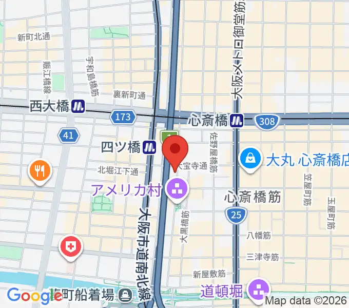 ミュージックランドKEY心斎橋店の地図