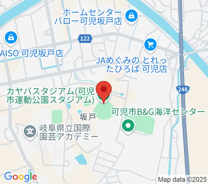 カヤバスタジアムの地図