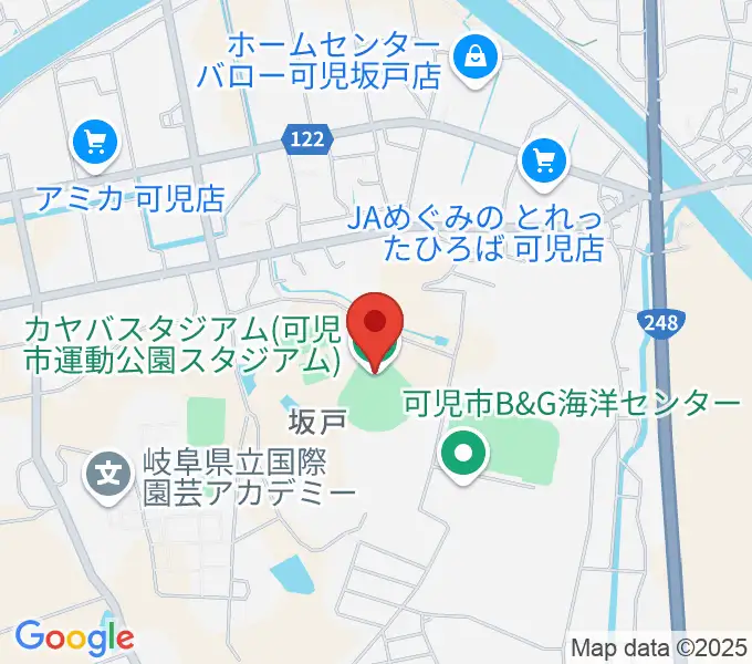 カヤバスタジアムの地図