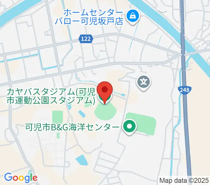 カヤバスタジアムの地図