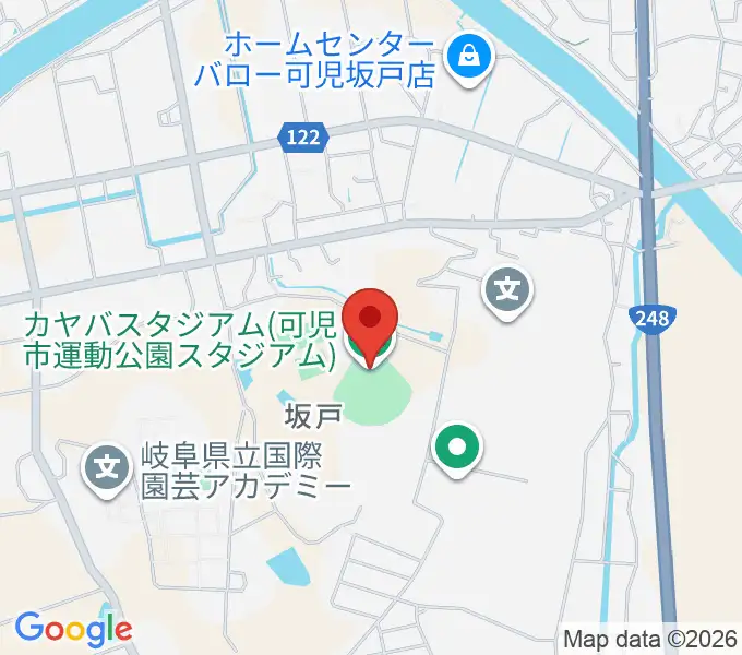 カヤバスタジアムの地図
