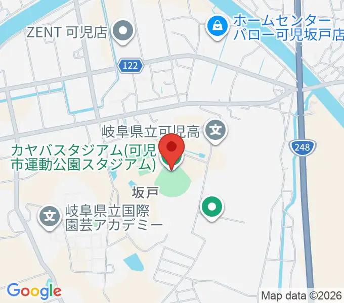 カヤバスタジアムの地図
