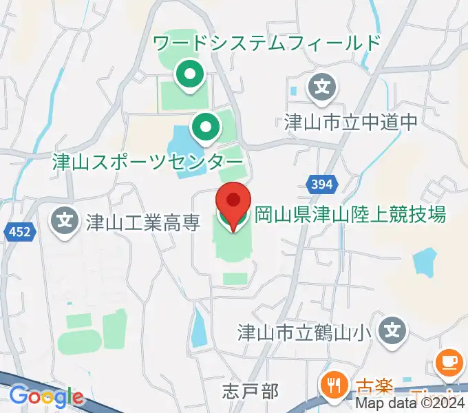 岡山県津山陸上競技場の地図