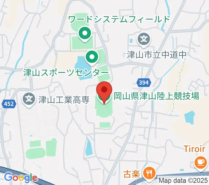 岡山県津山陸上競技場の地図