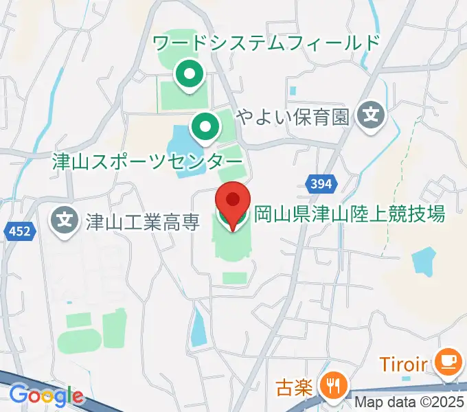 岡山県津山陸上競技場の地図