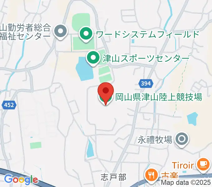 岡山県津山陸上競技場の地図