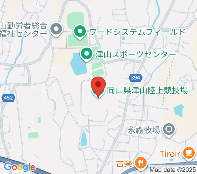 岡山県津山陸上競技場の地図