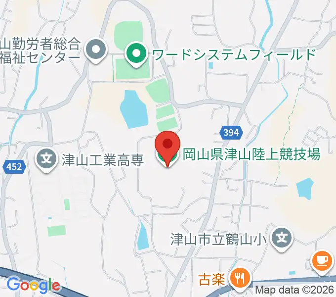 岡山県津山陸上競技場の地図