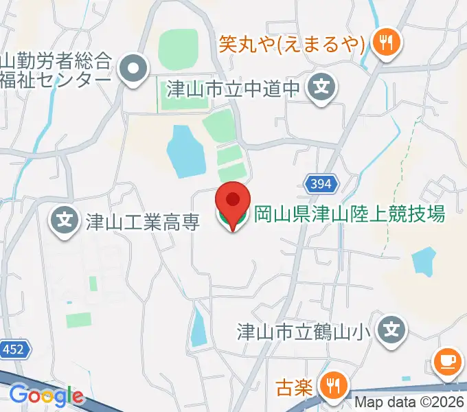 岡山県津山陸上競技場の地図