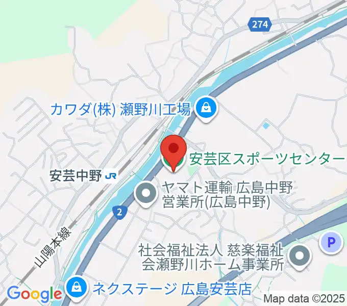 広島市安芸区スポーツセンターの地図
