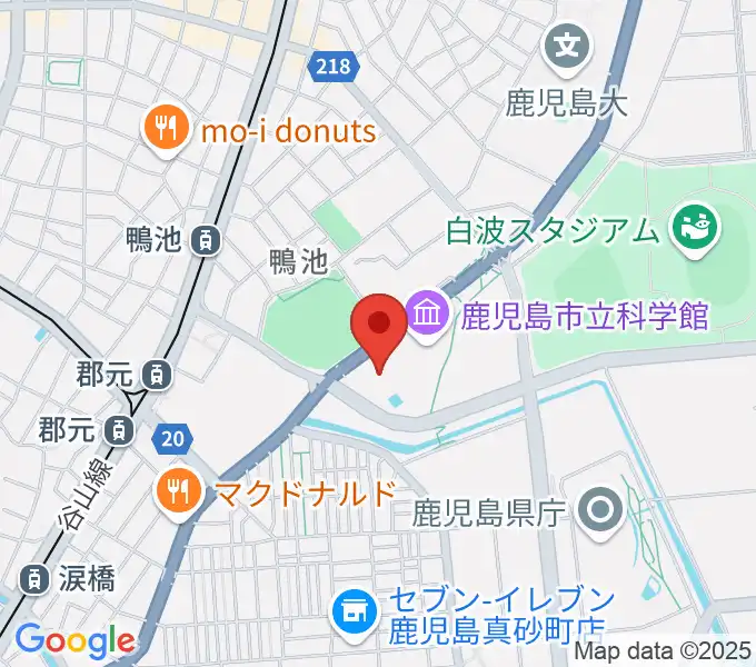 鴨池公園水泳プールの地図