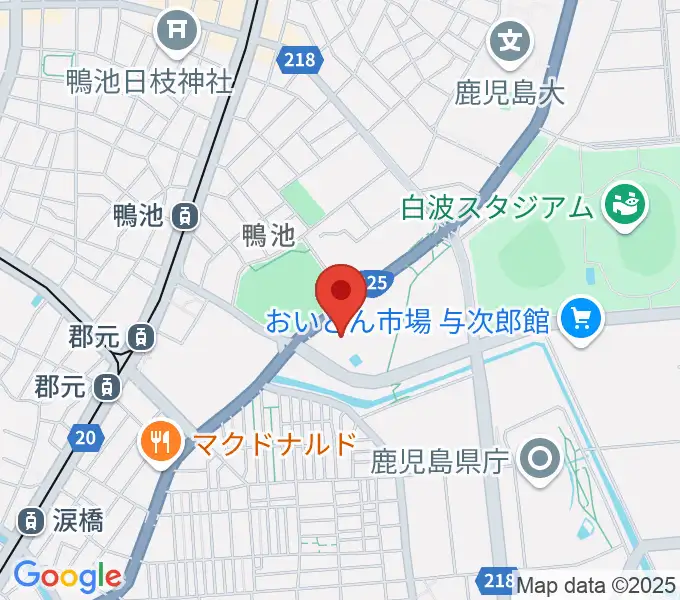 鴨池公園水泳プールの地図