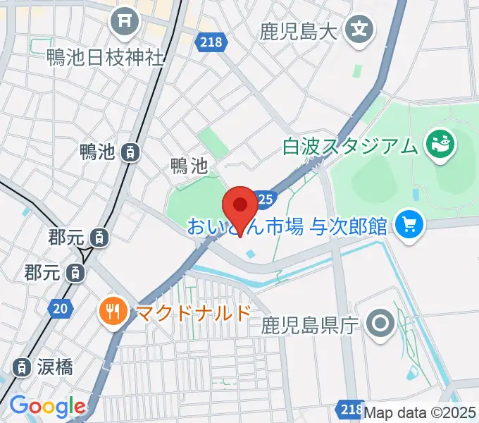 鴨池公園水泳プールの地図