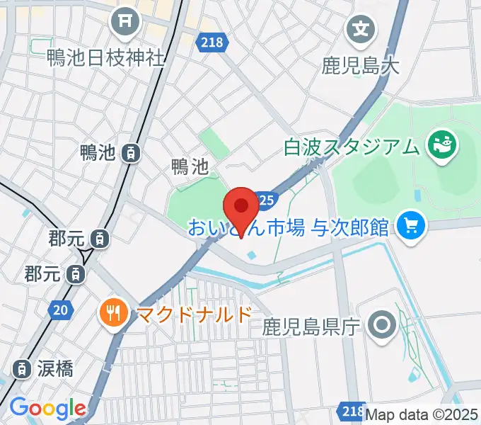 鴨池公園水泳プールの地図