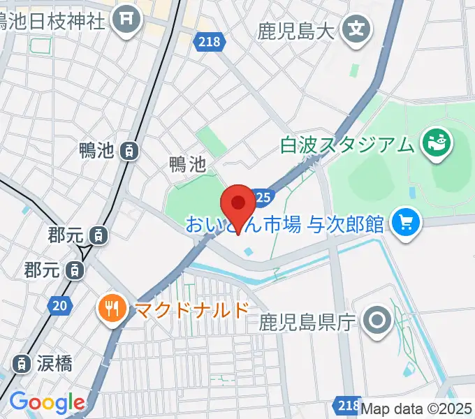 鴨池公園水泳プールの地図