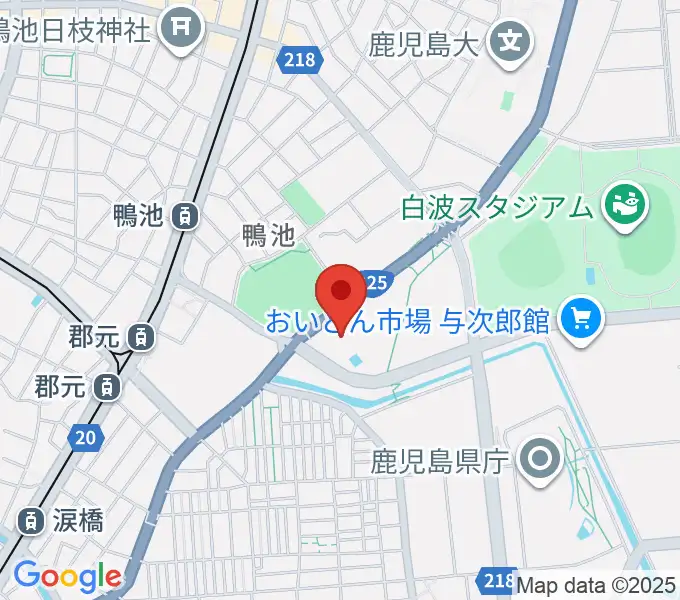 鴨池公園水泳プールの地図