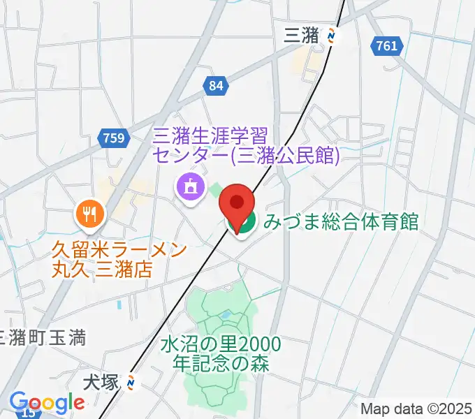 久留米市みづま総合体育館の地図