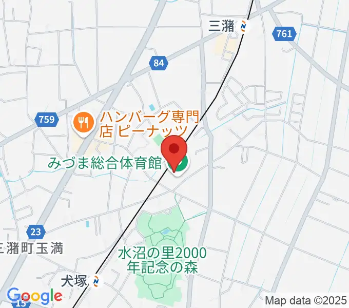久留米市みづま総合体育館の地図