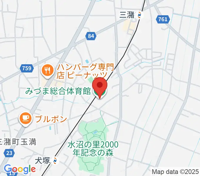久留米市みづま総合体育館の地図