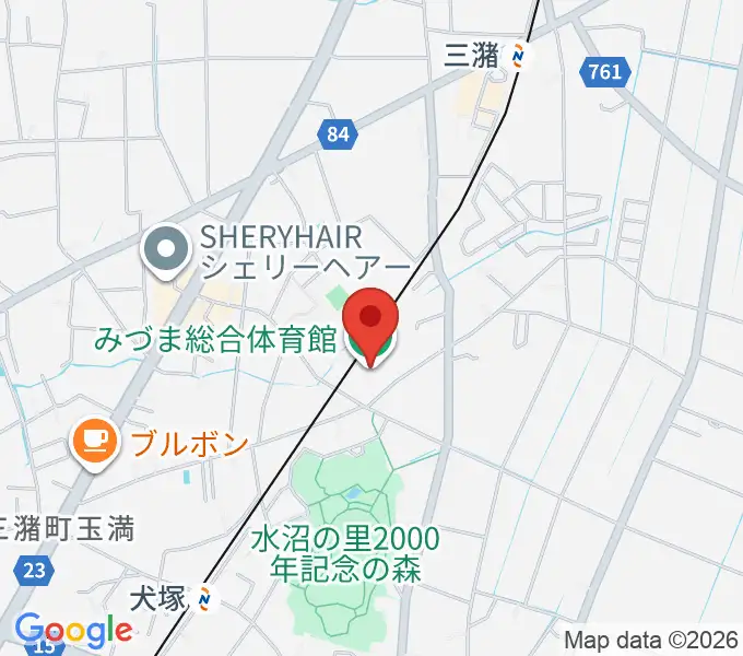 久留米市みづま総合体育館の地図