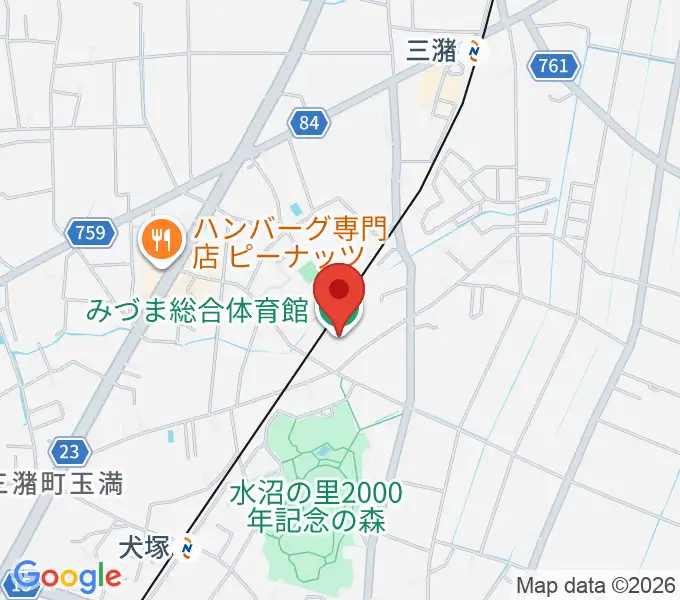 久留米市みづま総合体育館の地図