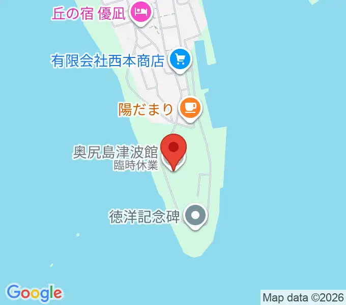 奥尻島津波館の地図