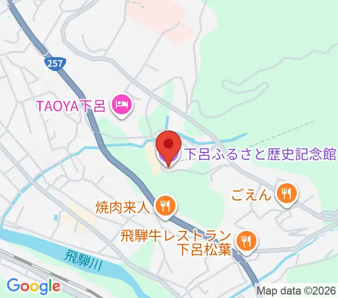下呂ふるさと歴史記念館の地図
