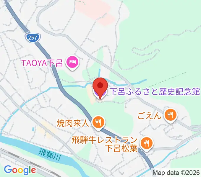 下呂ふるさと歴史記念館の地図
