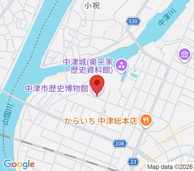 中津市歴史博物館の地図