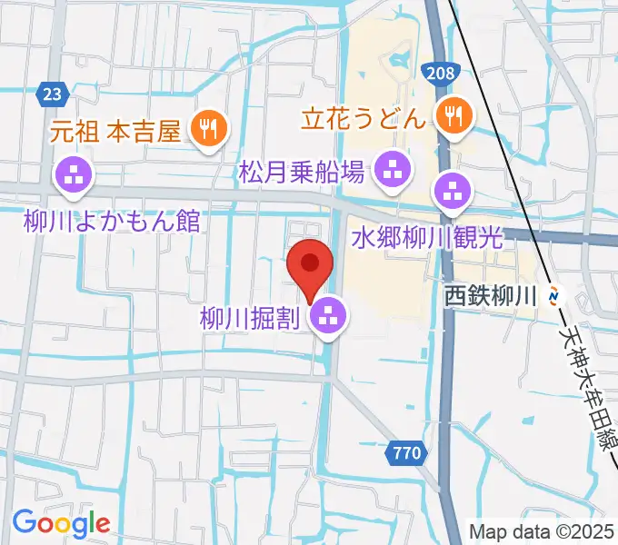 柳川古文書館の地図