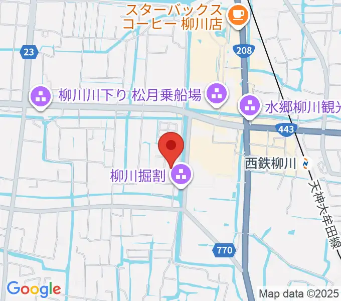 柳川古文書館の地図