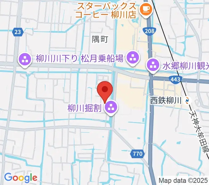 柳川古文書館の地図