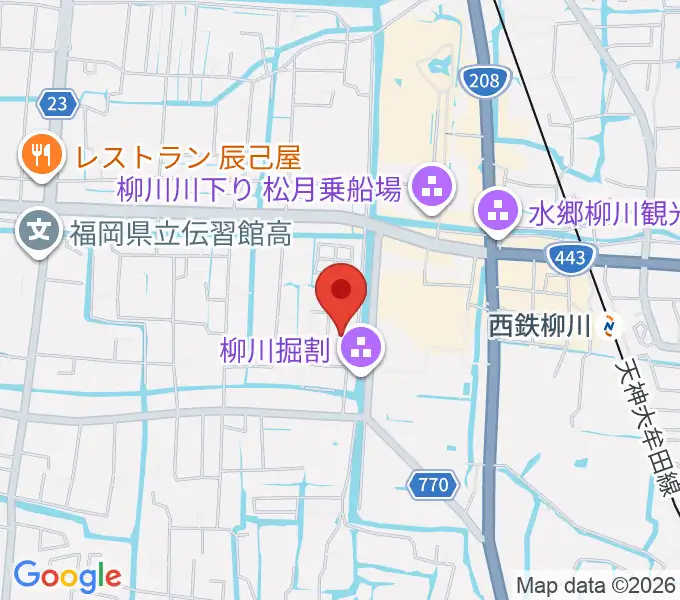 柳川古文書館の地図