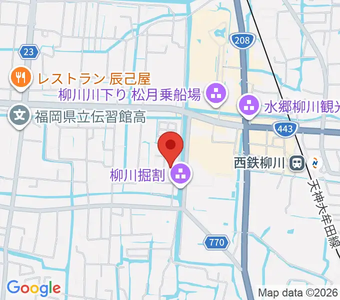 柳川古文書館の地図