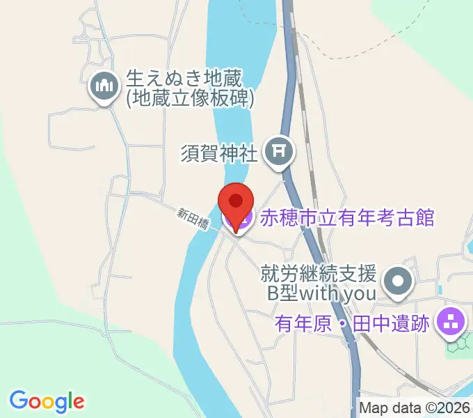 赤穂市立有年考古館の地図