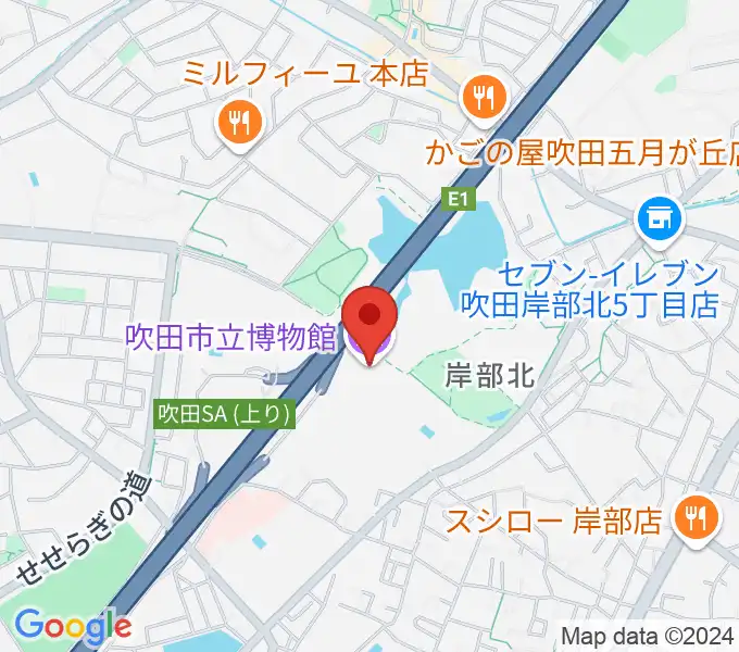 吹田市立博物館の地図