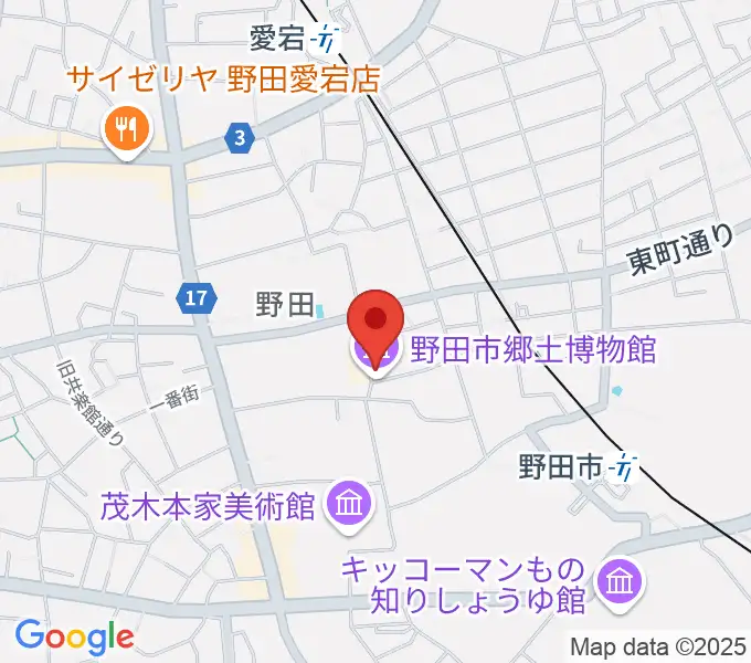 野田市郷土博物館の地図