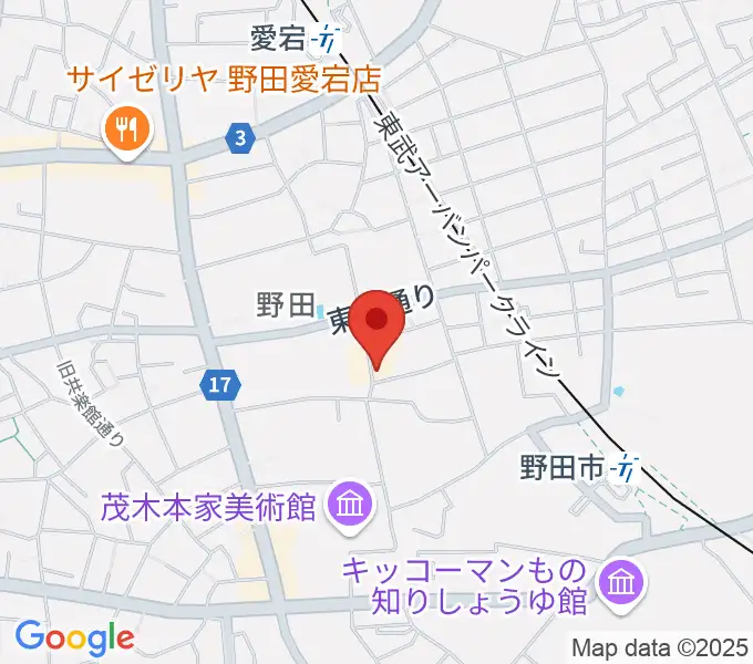 野田市郷土博物館の地図