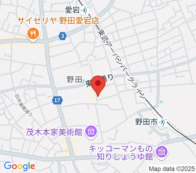 野田市郷土博物館の地図