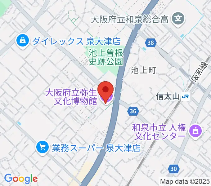 大阪府立弥生文化博物館の地図