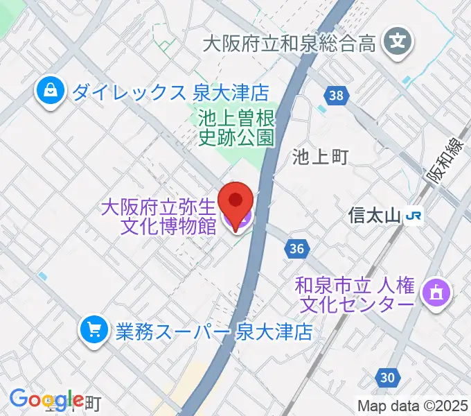 大阪府立弥生文化博物館の地図
