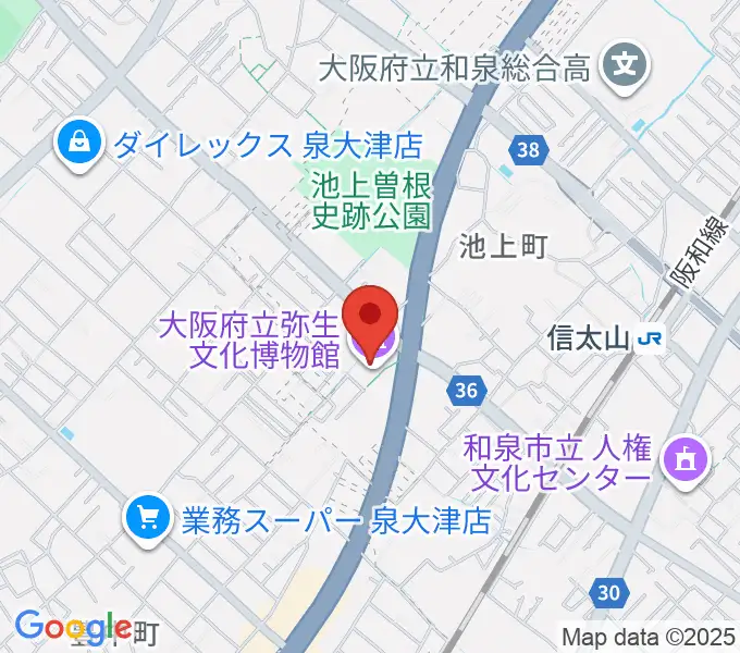 大阪府立弥生文化博物館の地図