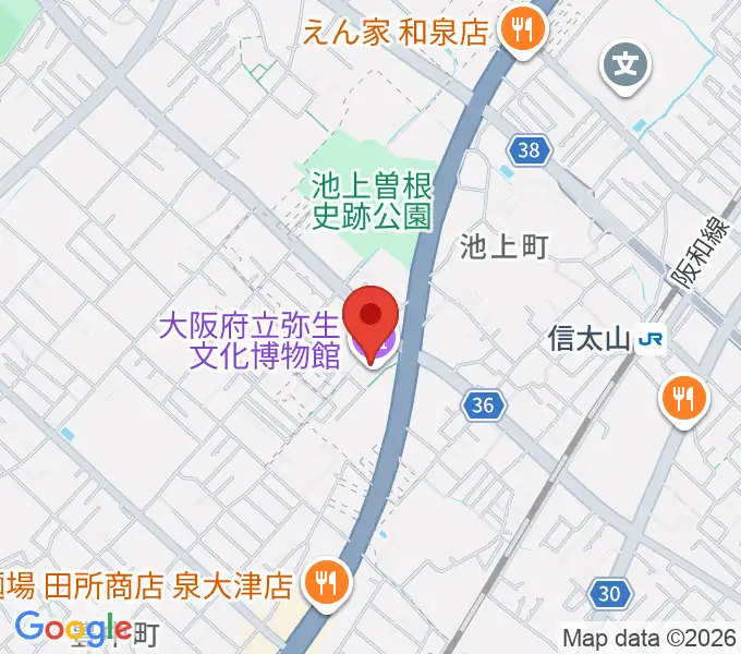 大阪府立弥生文化博物館の地図
